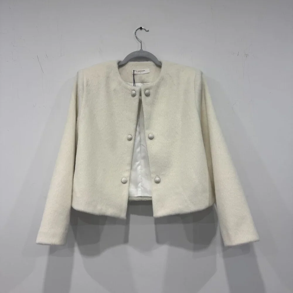 Commense Fuzzy Button Short Wool Coat NWT, Size S - Picture 6 of 15